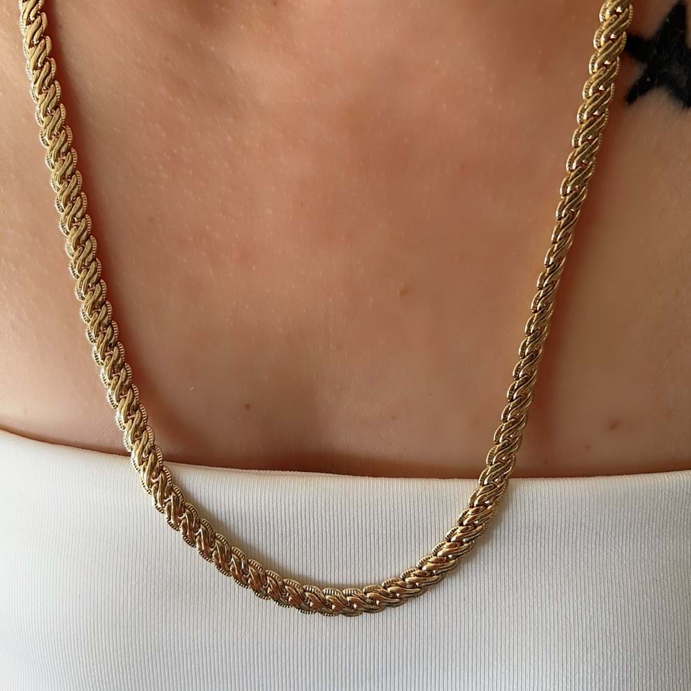 XUPING 14K ÖRGÜ ZİNCİR KOLYE 60CM-GOLD ACR7758