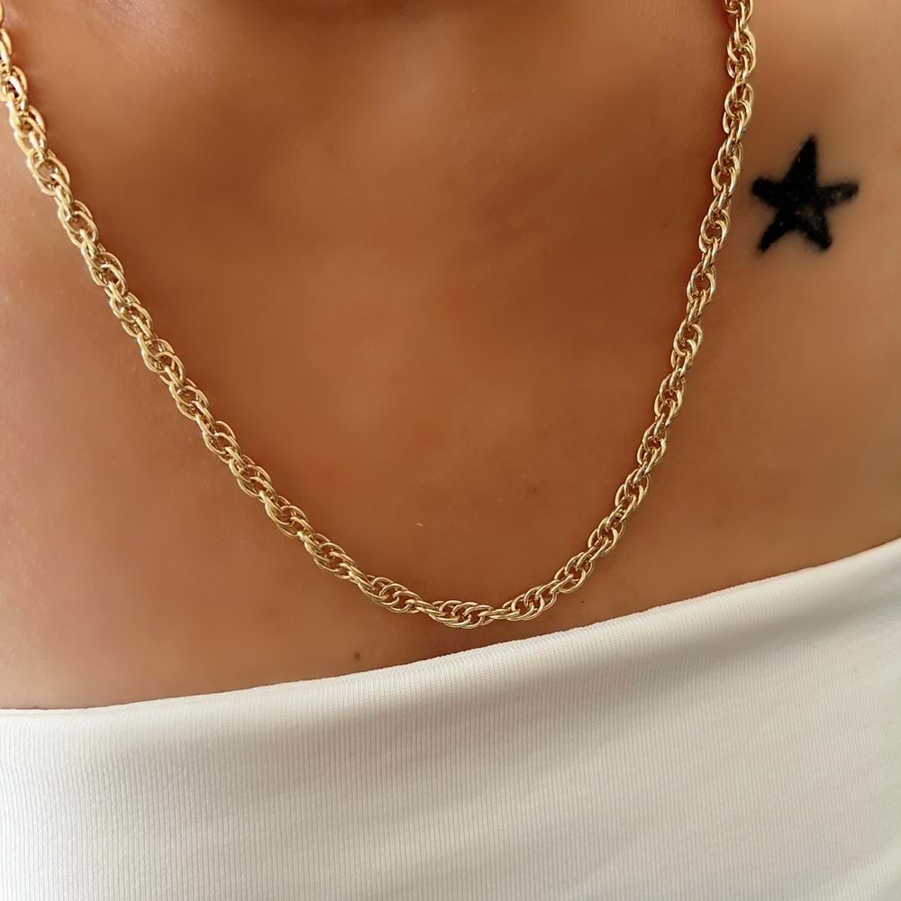 XUPING 14K BURGU ZİNCİR KOLYE 50CM-GOLD ACR7795