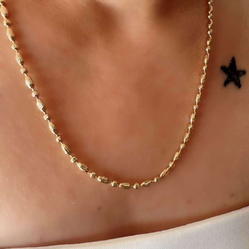 XUPING 14K DORİKALI BADEM KOLYE 50CM-GOLD ACR7801