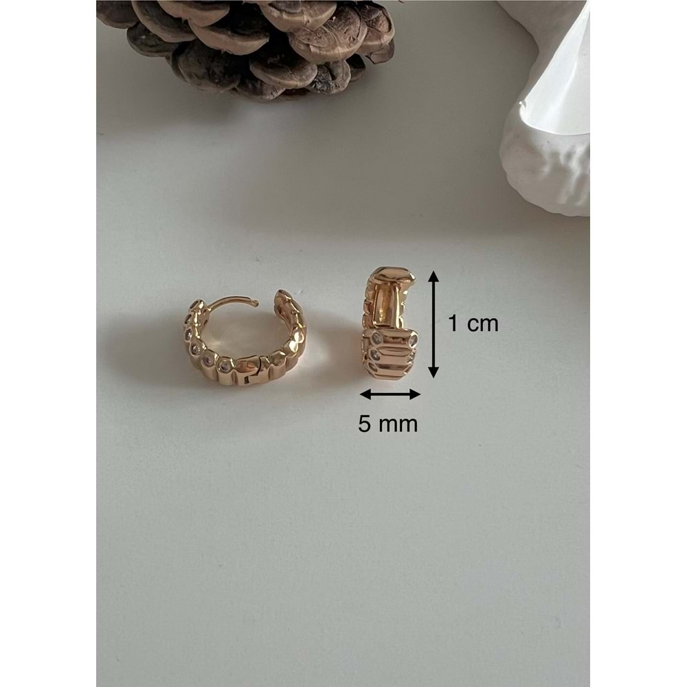 XUPING TAŞLI MİNİMAL HALKA KÜPE-ROSE RENK ACR7832