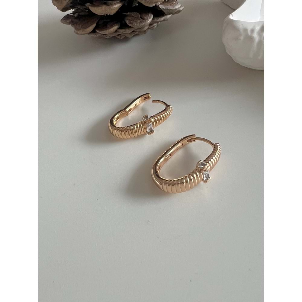 XUPING TAŞLI OVAL KÜPE-ROSE RENK ACR7834