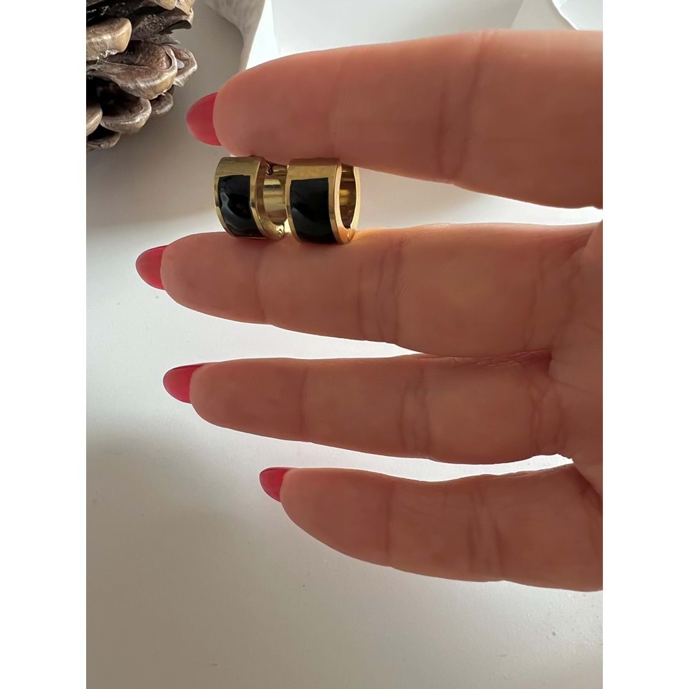 MİNELİ MİNİMAL ÇELİK HALKA KÜPELER-GOLD RENK ACR7872