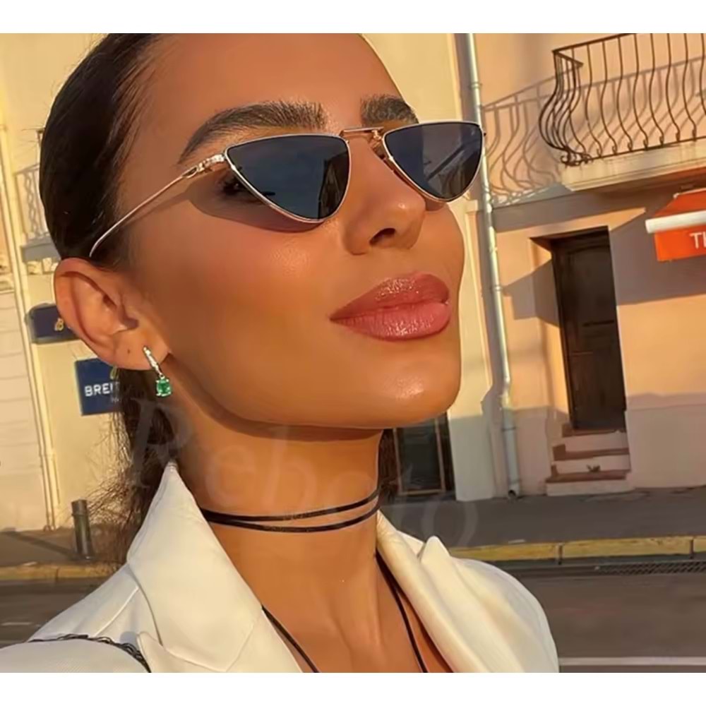 KADIN GOLD ÇERÇEVELİ, GÜNLÜK, MODA ÜÇGEN KEDİ GÖZLÜK ACR7894