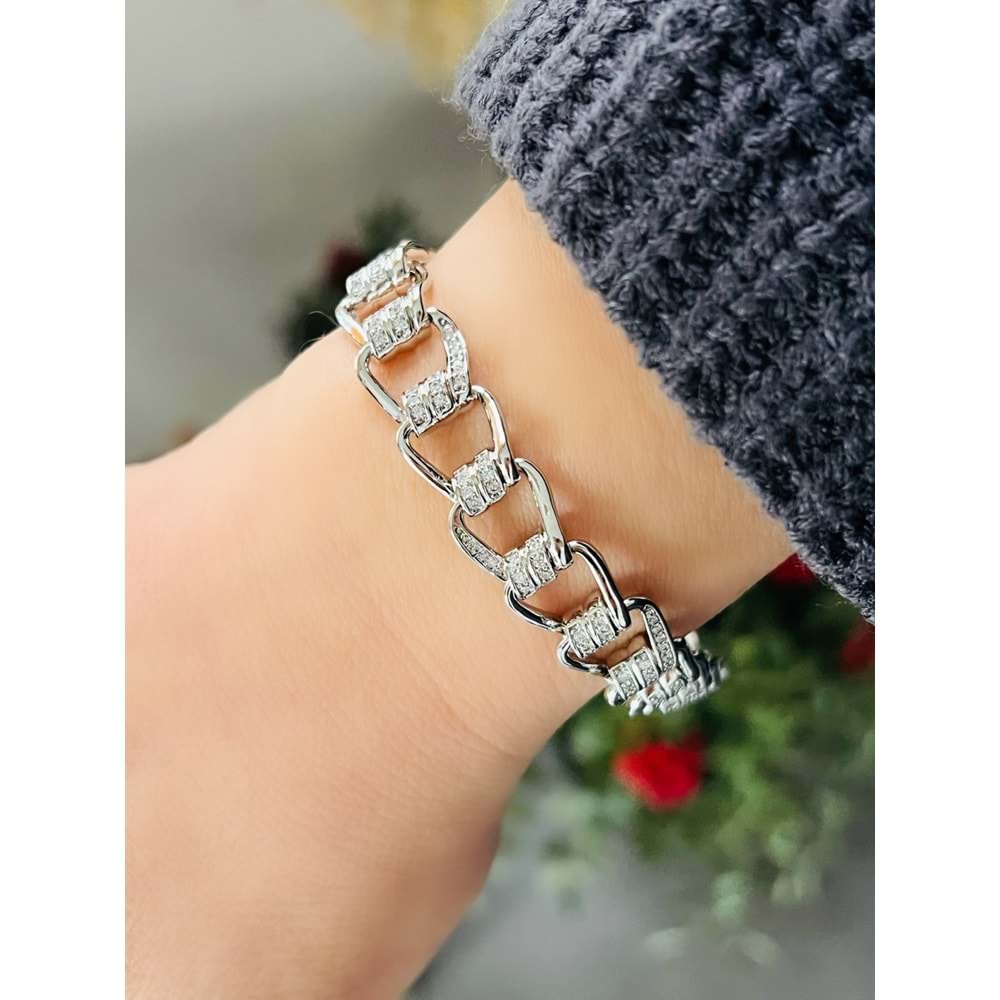 XUPING ZİRKON TAŞLI ZİNCİR BİLEKLİK 18+2CM-GÜMÜŞ RENK ACR8330