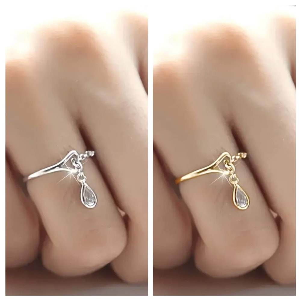 DAMLA UÇLU, ZİNCİR SALLANTILI KALP YÜZÜK ACR8342