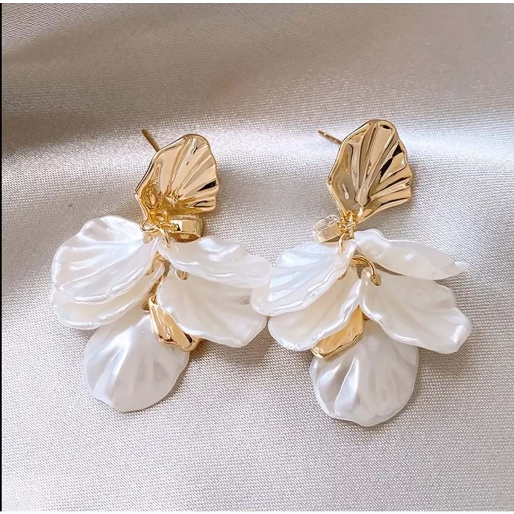 VİNTAGE DENİZ KABUĞU ŞEKLİNDE YAPRAK KÜPE-GOLD RENK ACR8348