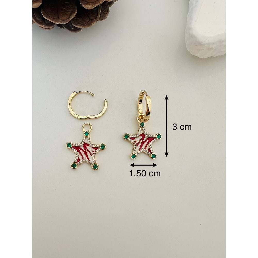 XUPING KIRMIZILI YILDIZ CHARM KÜPE-GOLD RENK ACR8377