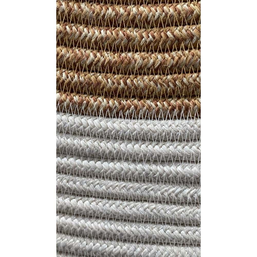 GADE EL YAPIMI, KAYDIRMAZLI, TRESS İPİ PASPAS-BAMBU&EKRU, SAÇAKLI BOHEM TARZ YUVARLAK ACR8417