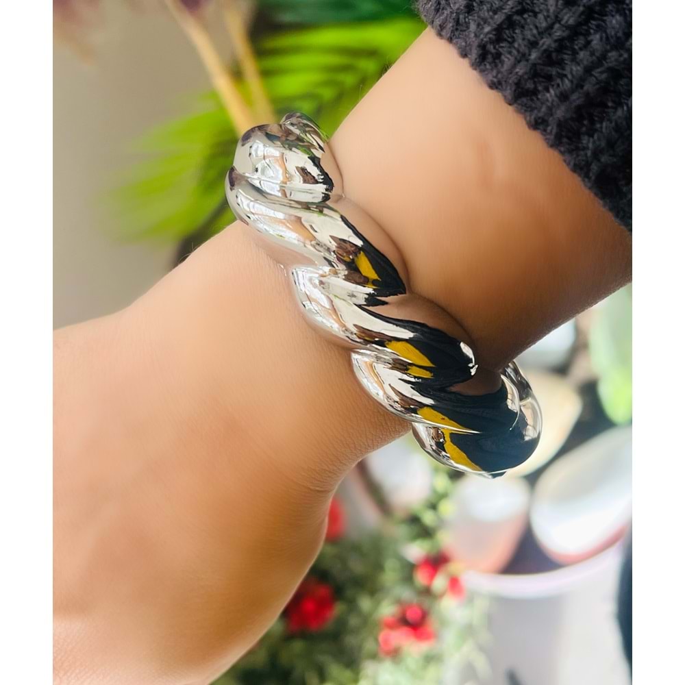 VİNTAGE KALIN BURGU KELEPÇE-GÜMÜŞ RENK ACR8480