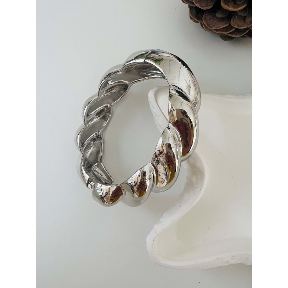 VİNTAGE KALIN BURGU KELEPÇE-GÜMÜŞ RENK ACR8480