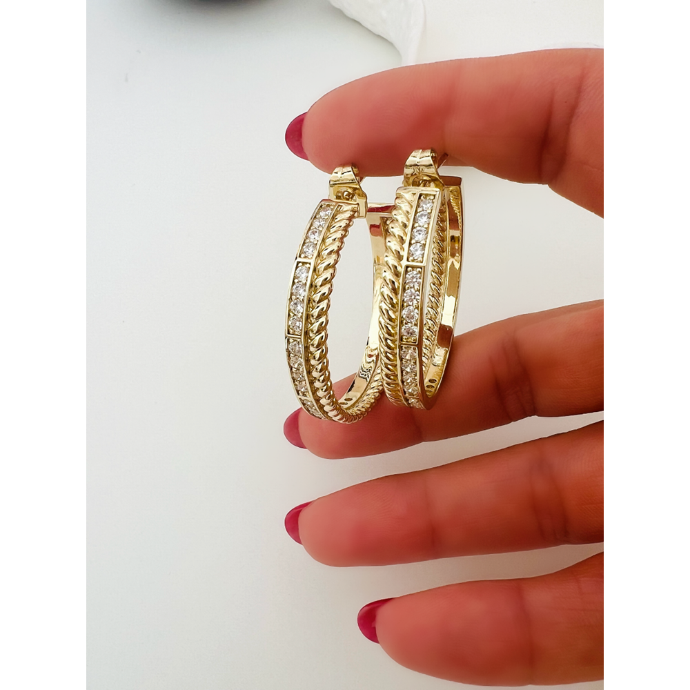 XUPING 14K BURGULU SUYOLU HALKA KÜPE-GOLD RENK ACR8521