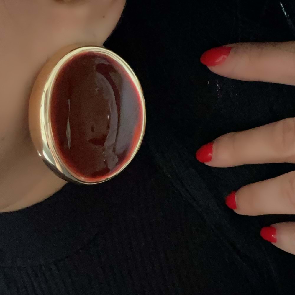 BORDO RENK MARKA MODEL BÜYÜK KÜPE-GOLD RENK ACR8578