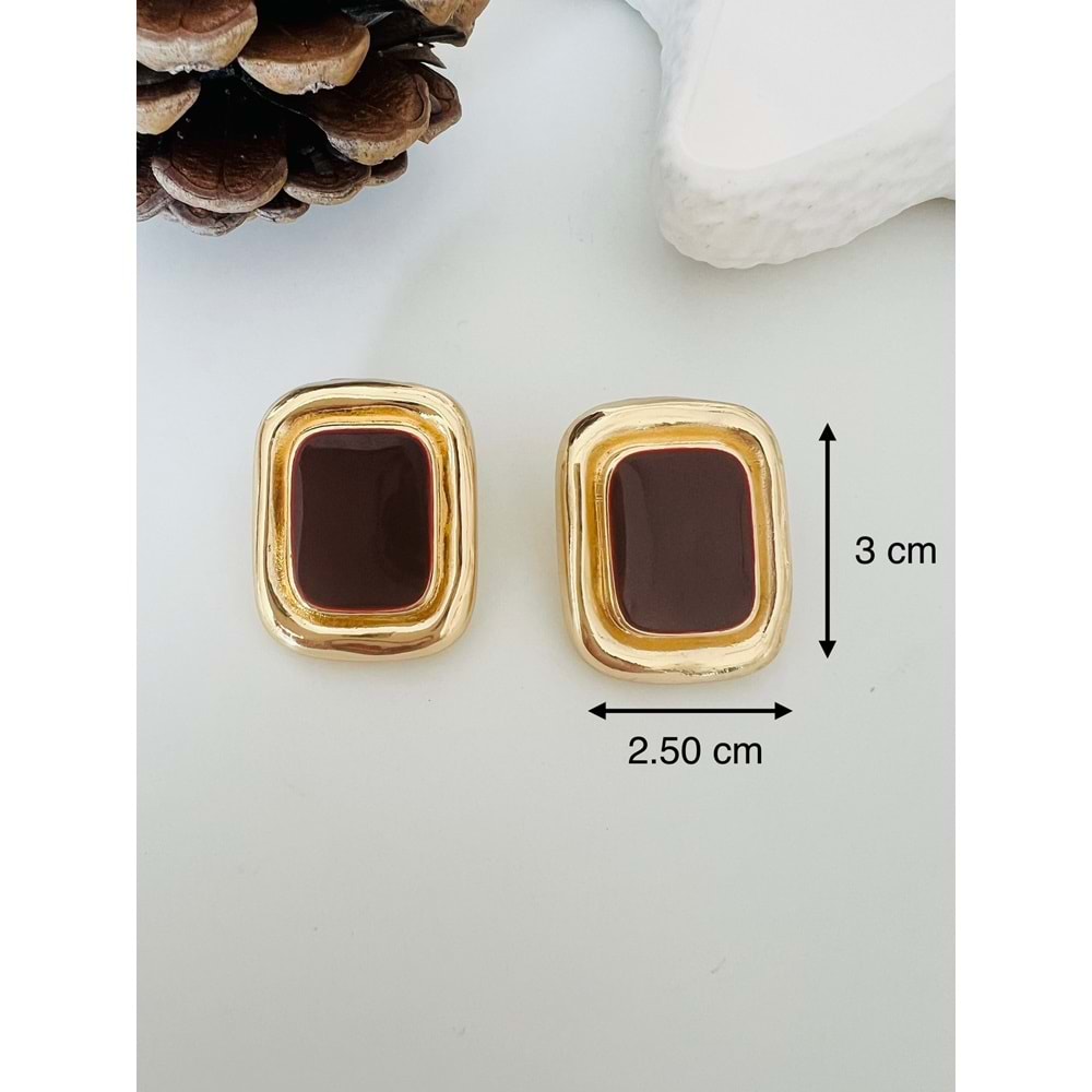 GOLD ÇERÇEVELİ BORDO KÜPE ACR8584