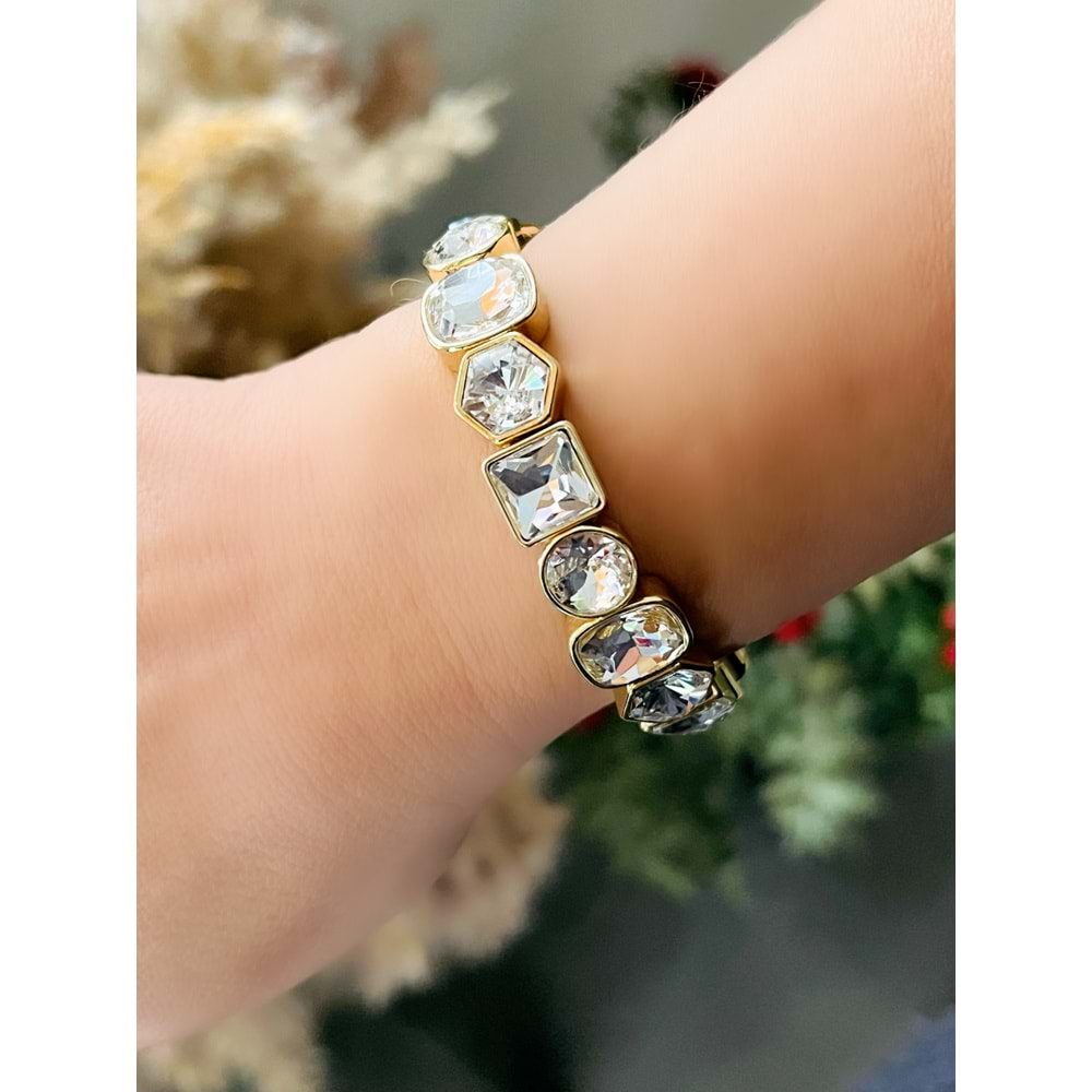 GOLD RENK KRİSTAL TAŞLI BİLEKLİK ACR8638