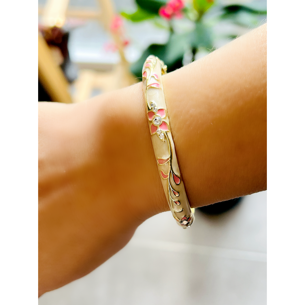 ÖZEL SERİ KREM MİNELİ, PEMBE ÇİÇEKLİ KELEPÇE ACR8702