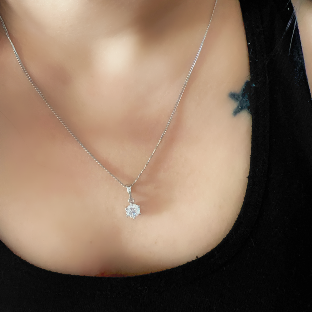 XUPING YUVARLAK TEK TAŞ KOLYE 45CM-GÜMÜŞ RENK ACR8921