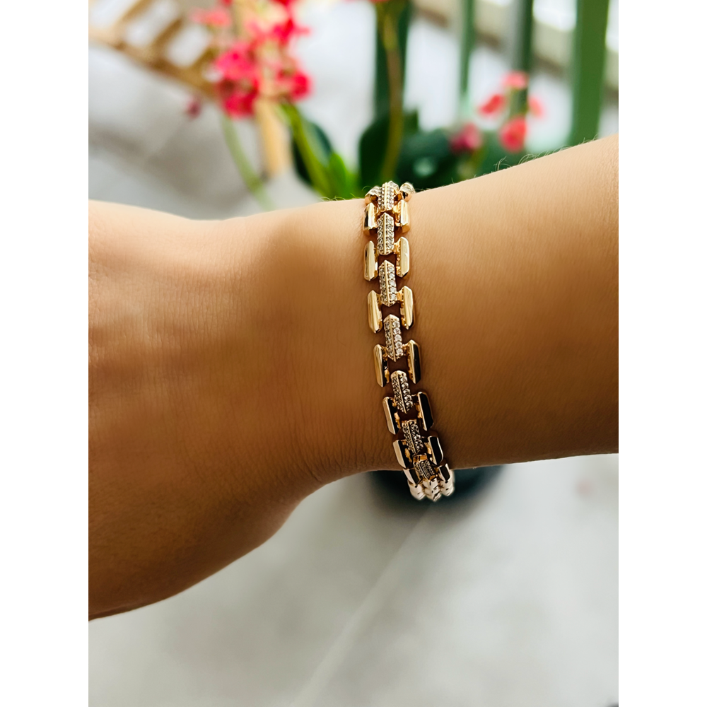 XUPING TAŞLI CORD BİLEKLİK 18+1CM-ROSE RENK ACR9028