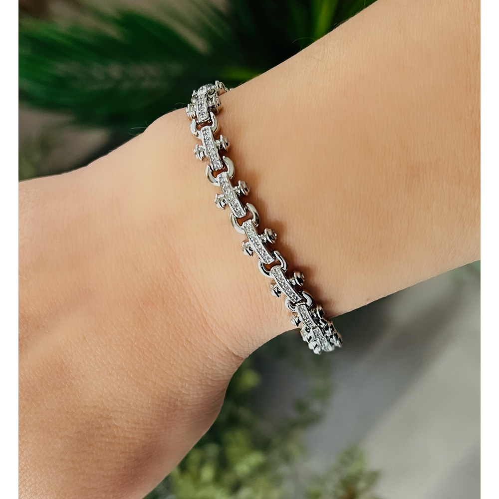 XUPING TAŞLI BARBELL BİLEKLİK 17+2CM-GÜMÜŞ RENK ACR9051