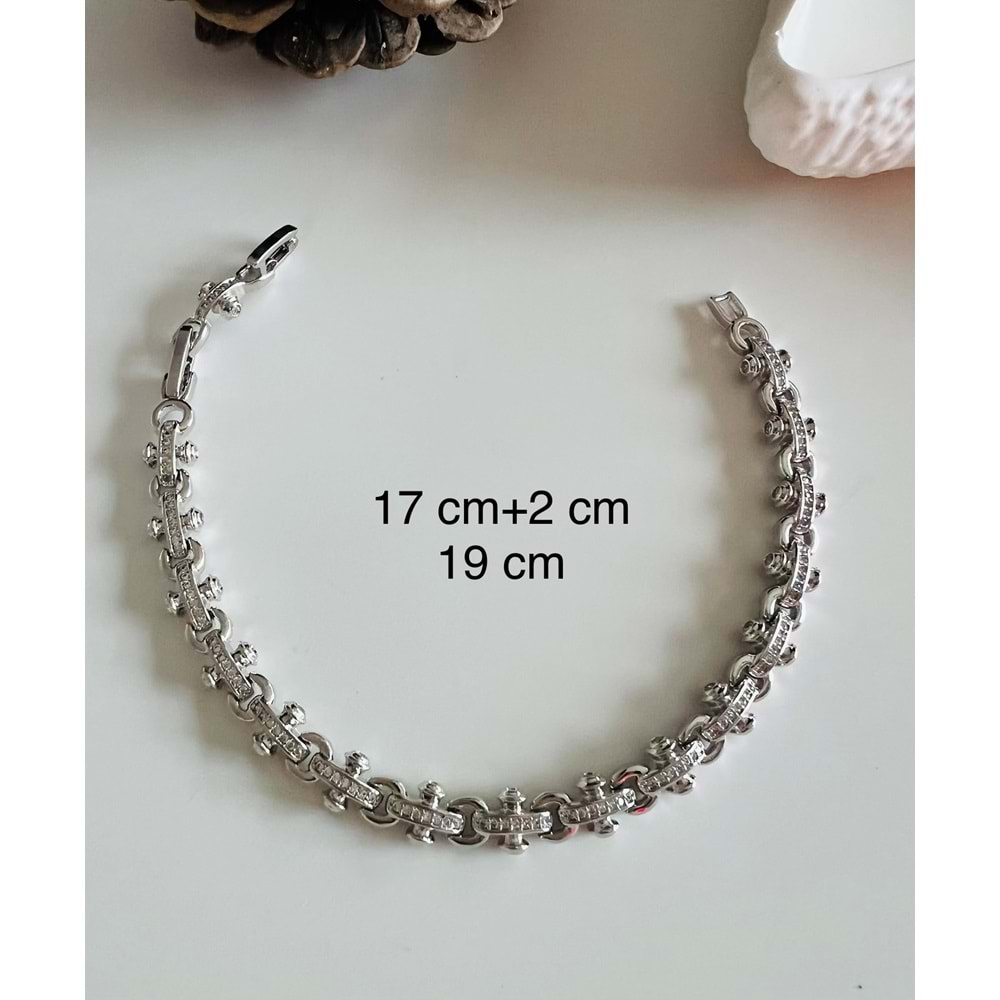 XUPING TAŞLI BARBELL BİLEKLİK 17+2CM-GÜMÜŞ RENK ACR9051