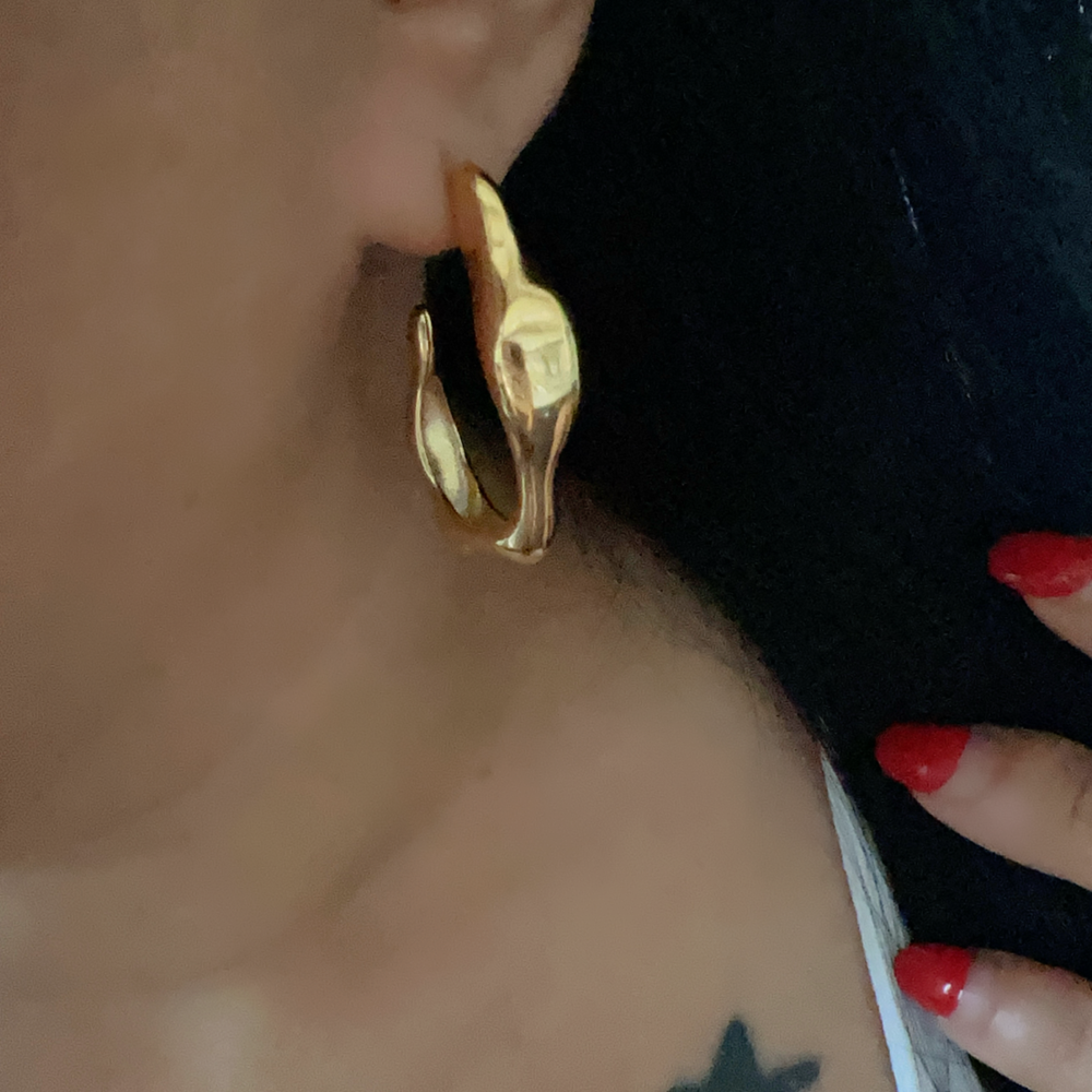 ÇELİK, GOLD RENK TASARIM KÜPE ACR9095