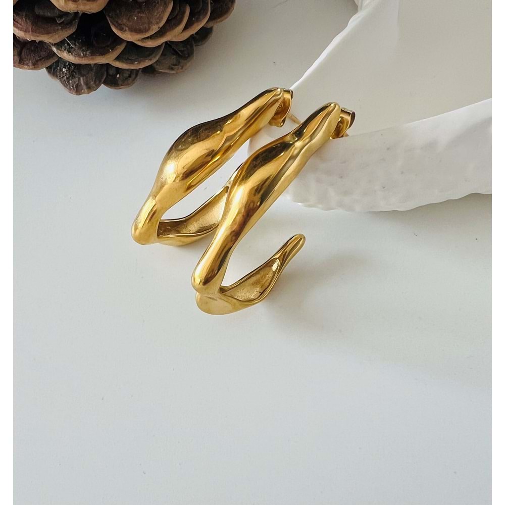 ÇELİK, GOLD RENK TASARIM KÜPE ACR9095