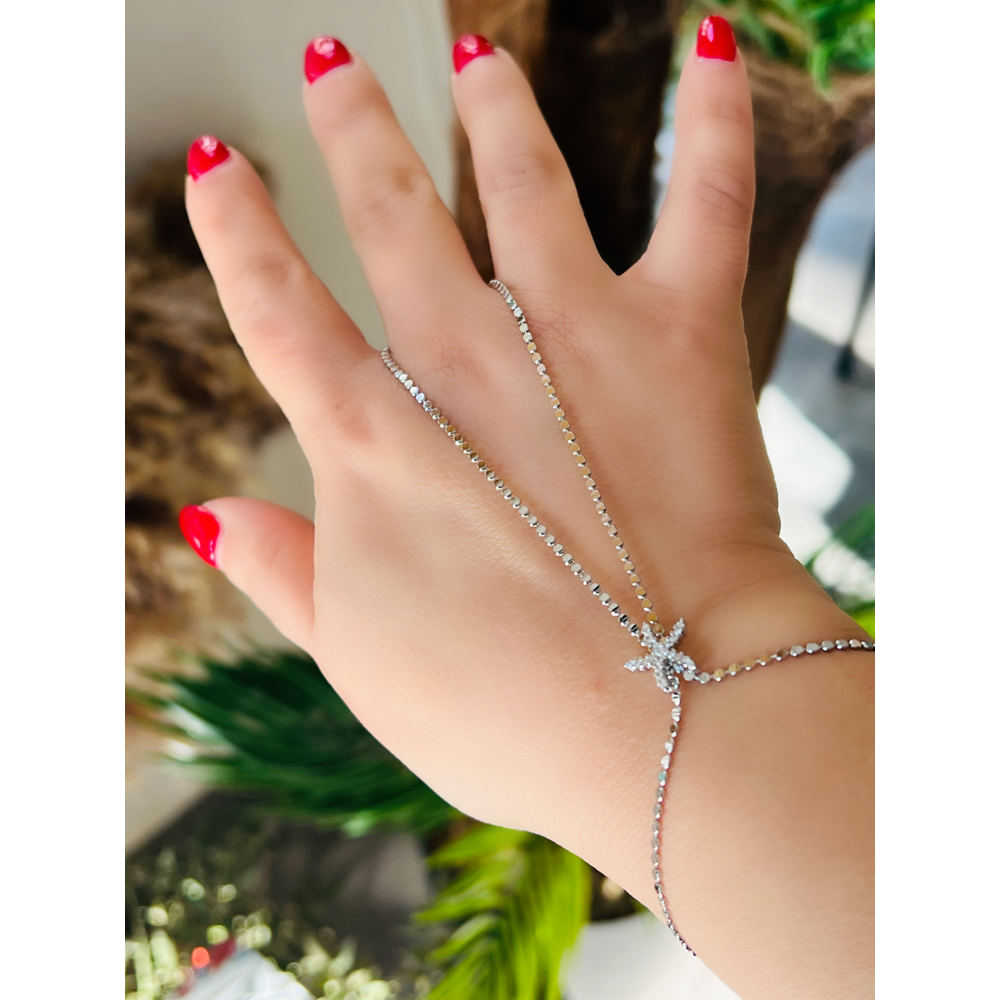 ÖZEL SERİ, PUL ZİNCİRLİ, DENİZ YILDIZI ŞAHMERAN-GÜMÜŞ RENK ACR9151