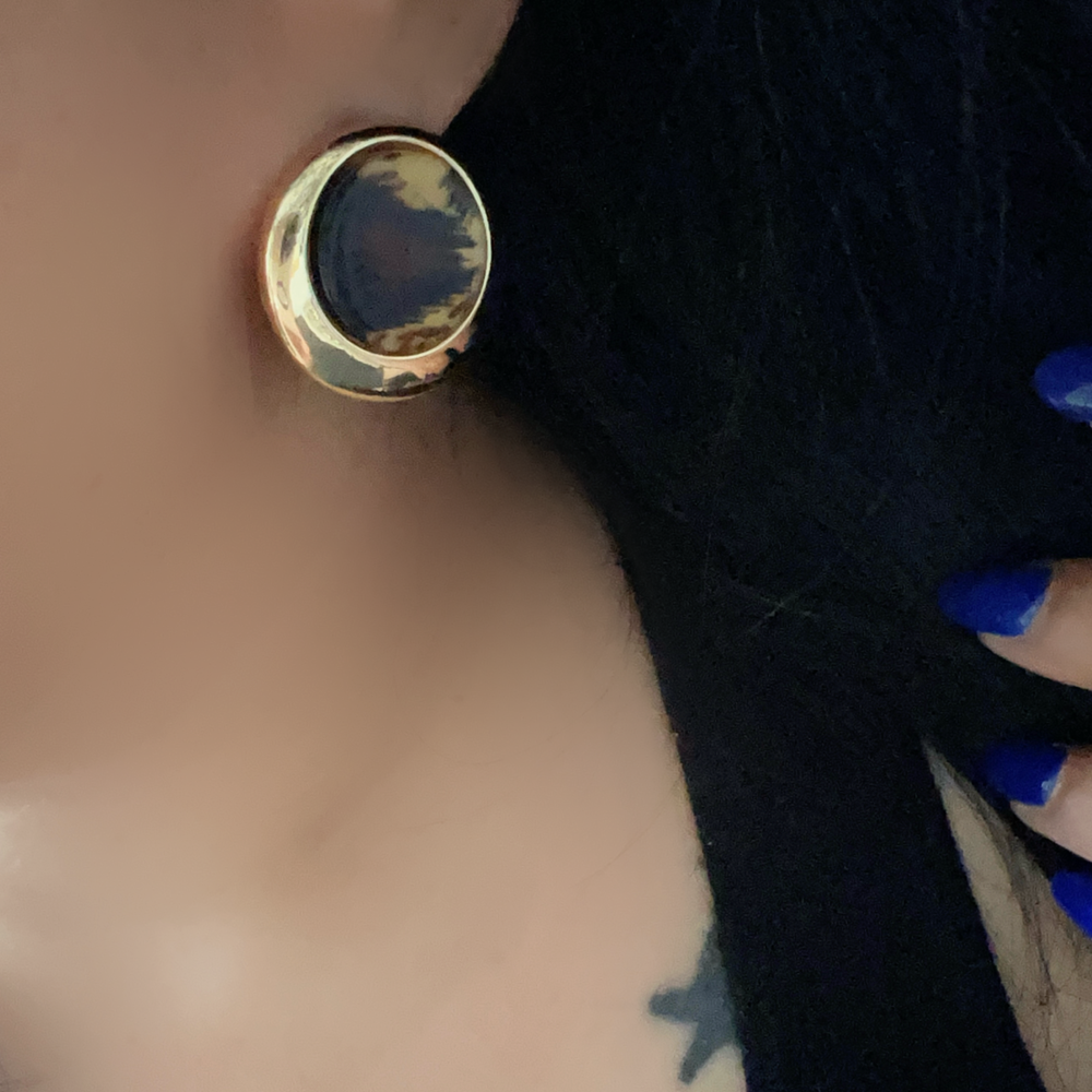 ÖZEL SERİ LEOPARLI YUVARLAK KÜPE-GOLD RENK ACR9188