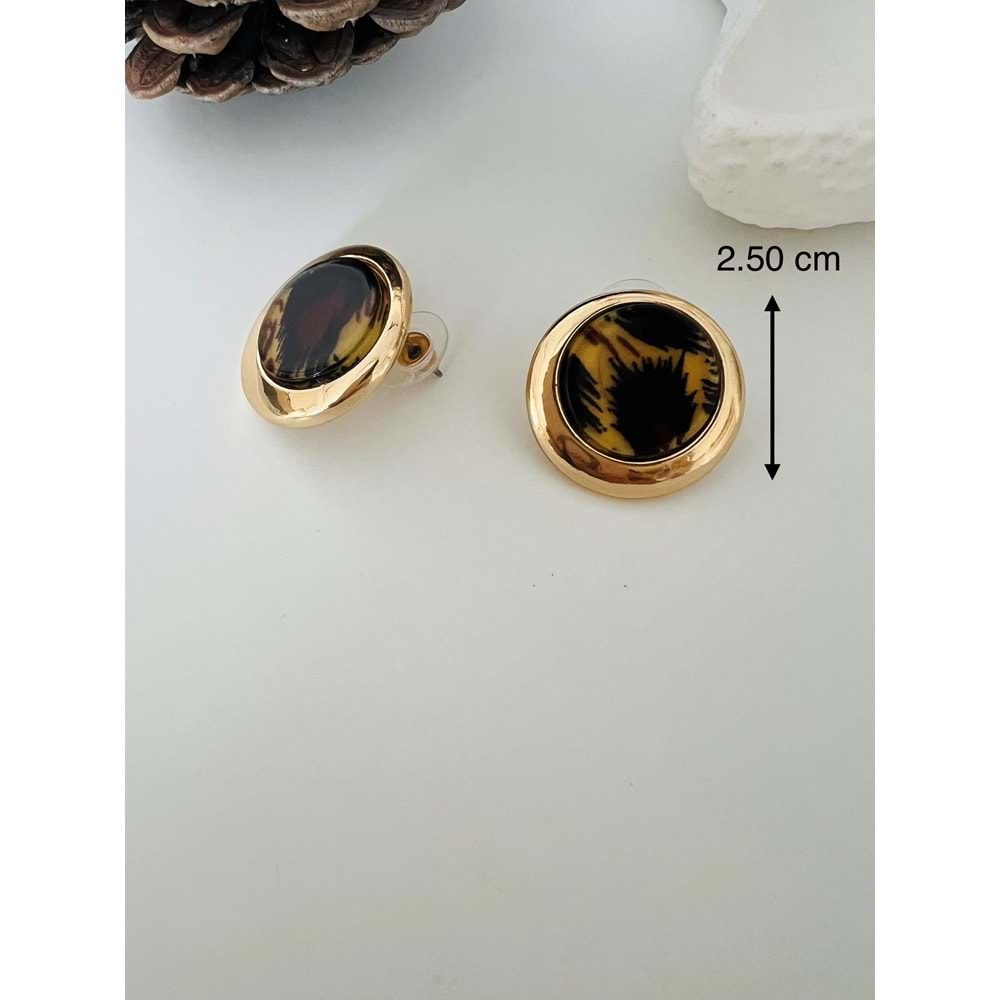 ÖZEL SERİ LEOPARLI YUVARLAK KÜPE-GOLD RENK ACR9188