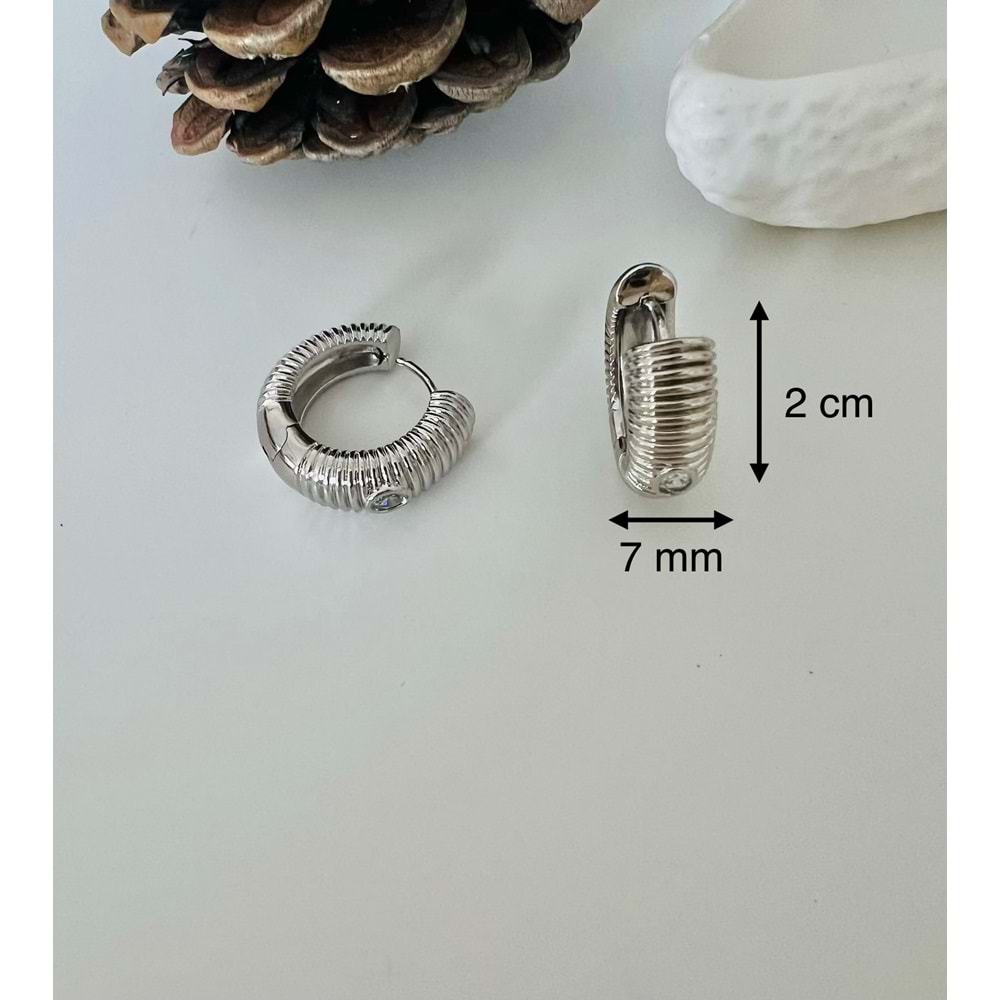 XUPING TAŞLI BRACT HALKA KÜPE-GÜMÜŞ RENK ACR9192