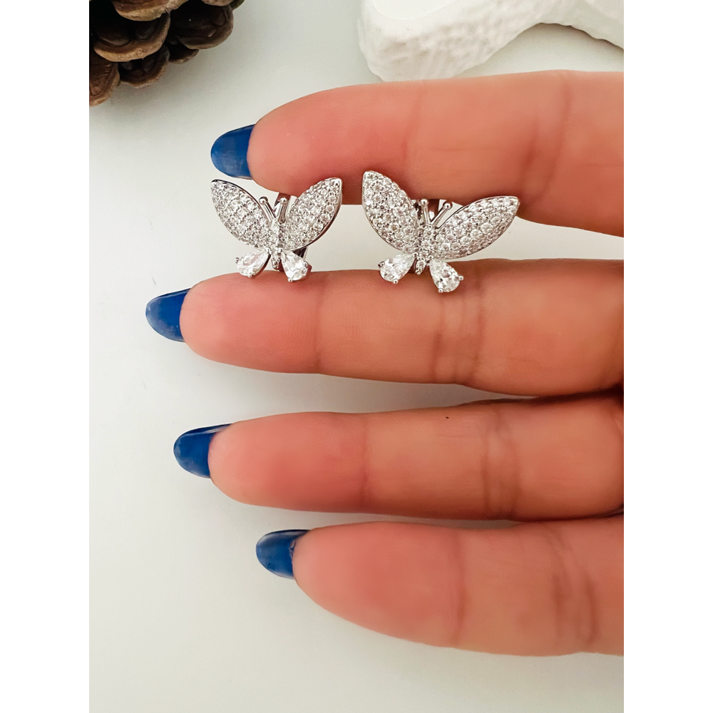 XUPING TAŞLI, KELEBEK KÜPE-GÜMÜŞ RENK ACR9203