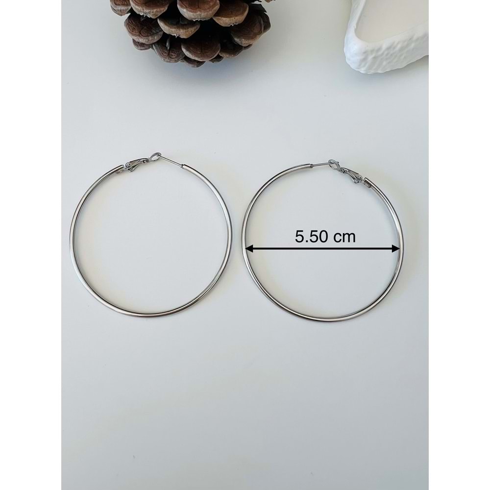 GÜMÜŞ RENK ÇELİK HALKA KÜPE ACR9271