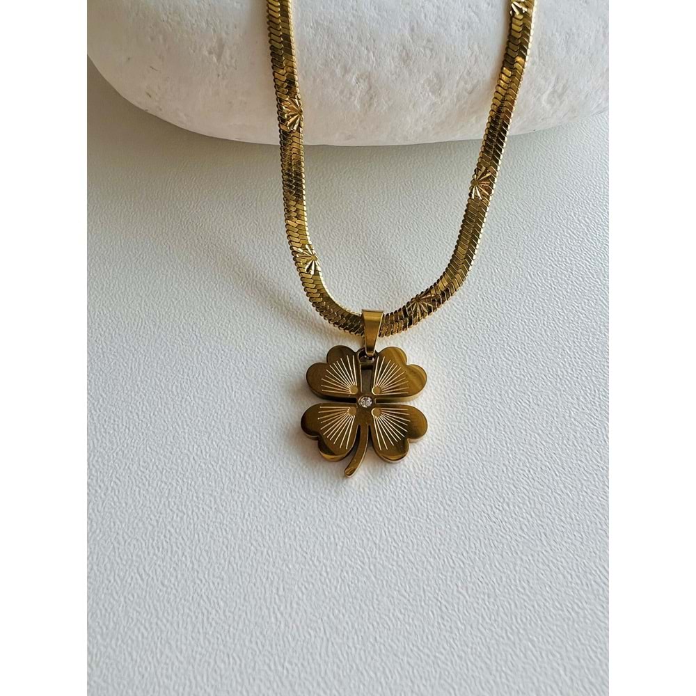 GOLD RENK YONCA ÇELİK UZUN KOLYE (61 CM) ACR9277