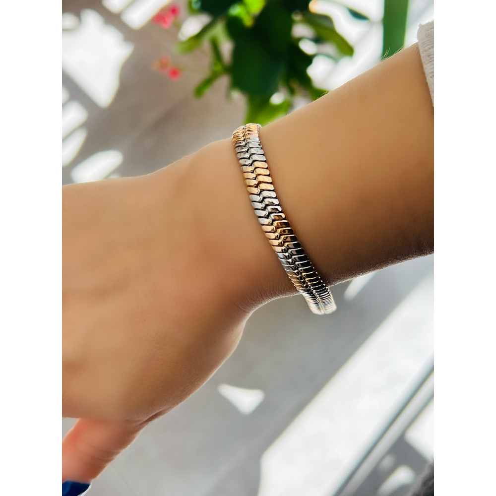 XUPING ROSE-GÜMÜŞ RENK BALIKSIRTI BİLEKLİK 21CM ACR9279