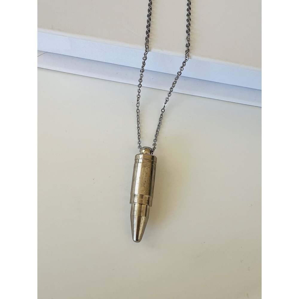 ERKEK KAPAĞI AÇILABİLEN ÇELİK KURŞUN KOLYE 72CM ACR9283