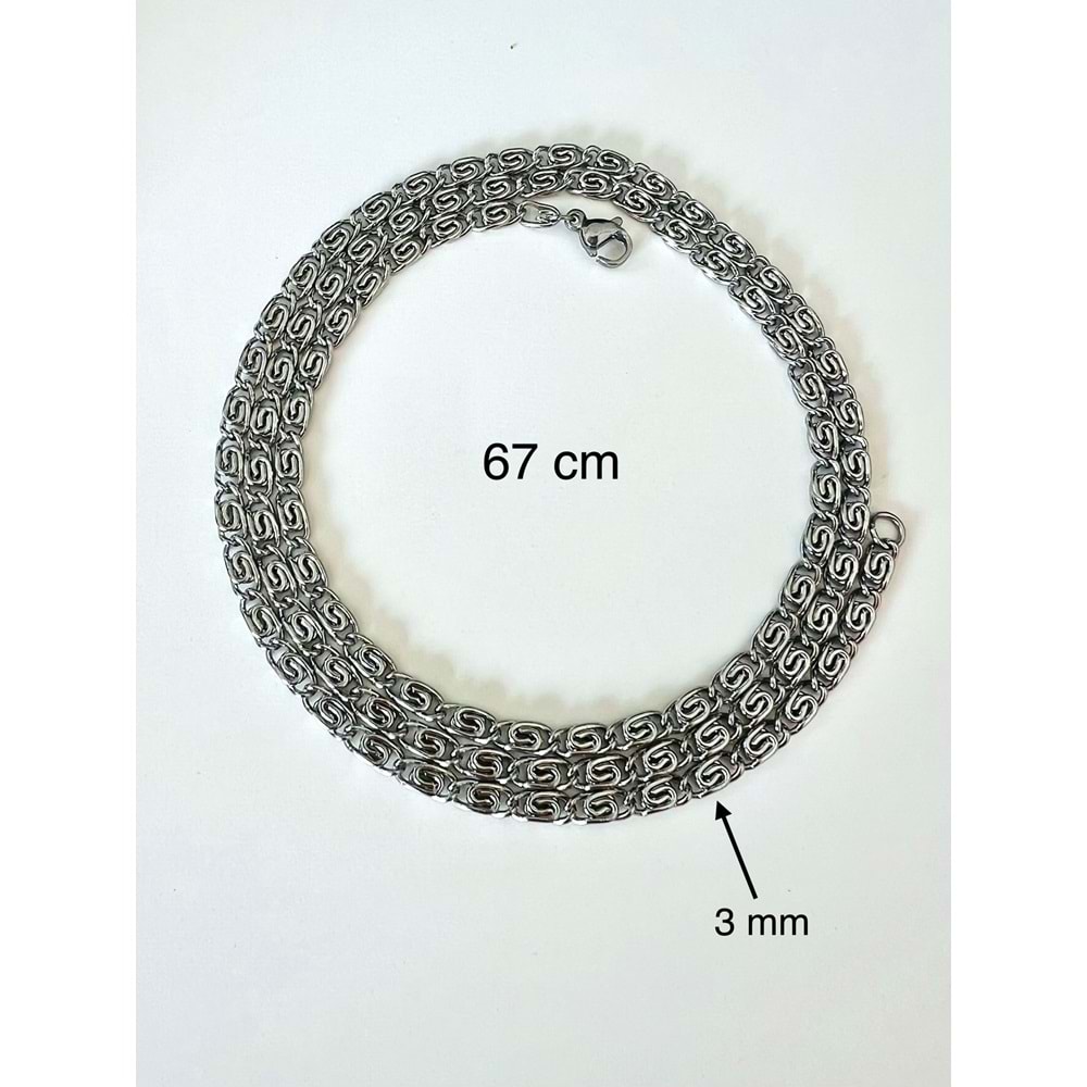 ERKEK ÇELİK SARMAL KOLYE 67CM-3MM ACR9368
