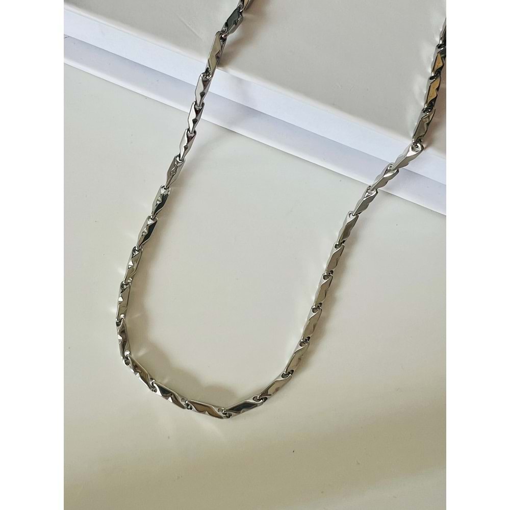 ERKEK ÇELİK ÜÇGEN ÇUBUK ZİNCİR KOLYE 68CM-3MM ACR9385