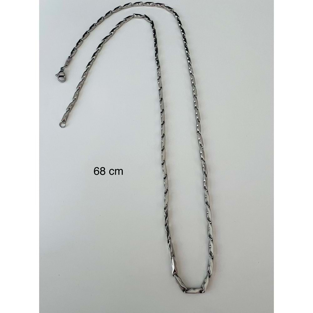 ERKEK ÇELİK ÜÇGEN ÇUBUK ZİNCİR KOLYE 68CM-3MM ACR9385