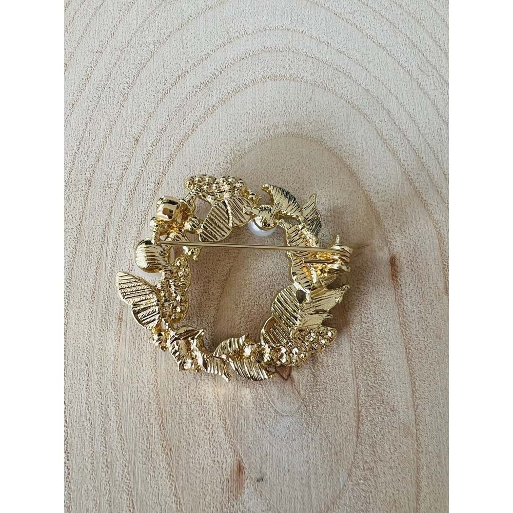 İNCİLİ, KELEBEKLİ ÇELENK BROŞ ACR9589