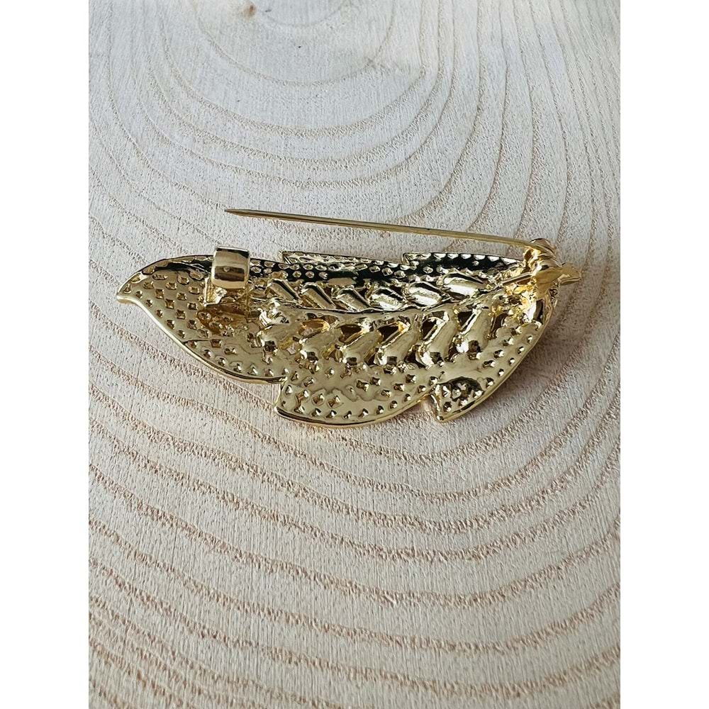 TAŞLI, İNCİLİ YAPRAK BROŞ ACR9592