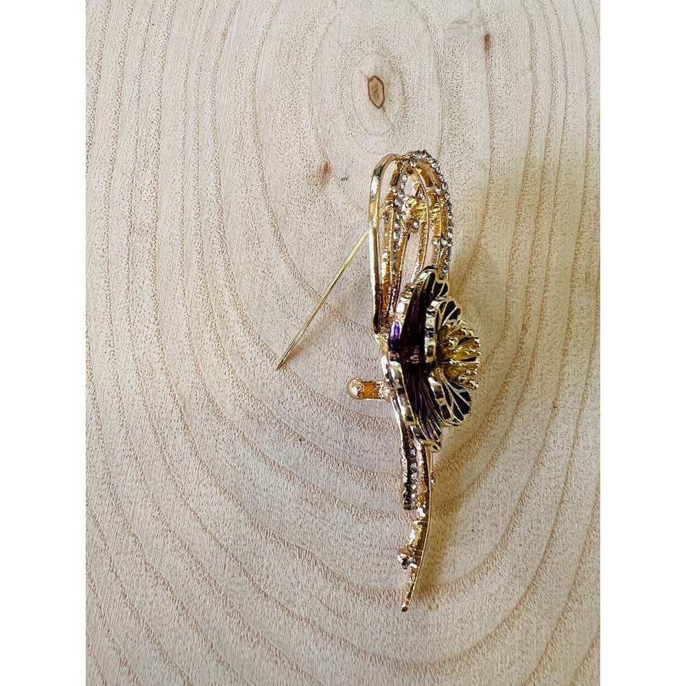 MOR ÇİÇEK BALON BROŞ ACR9601