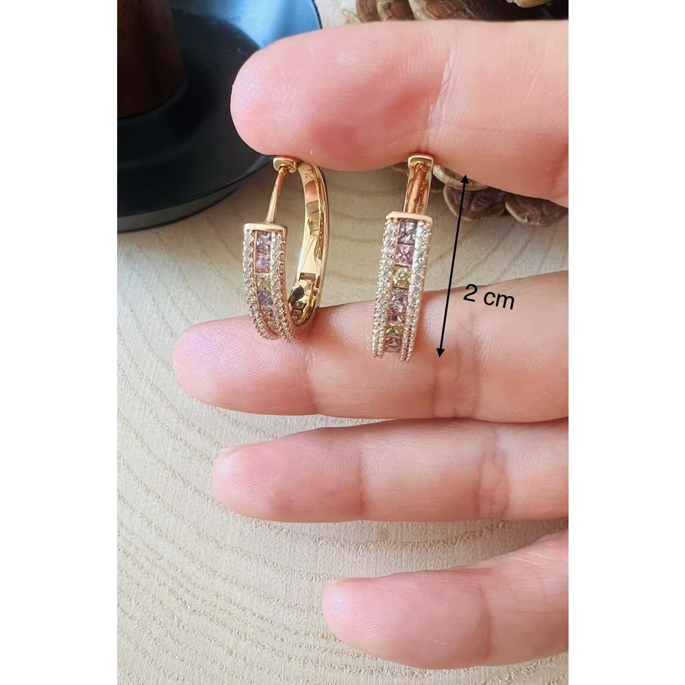 XUPING ROSE RENK RENKLİ TAŞLI HALKA KÜPE ACR9675