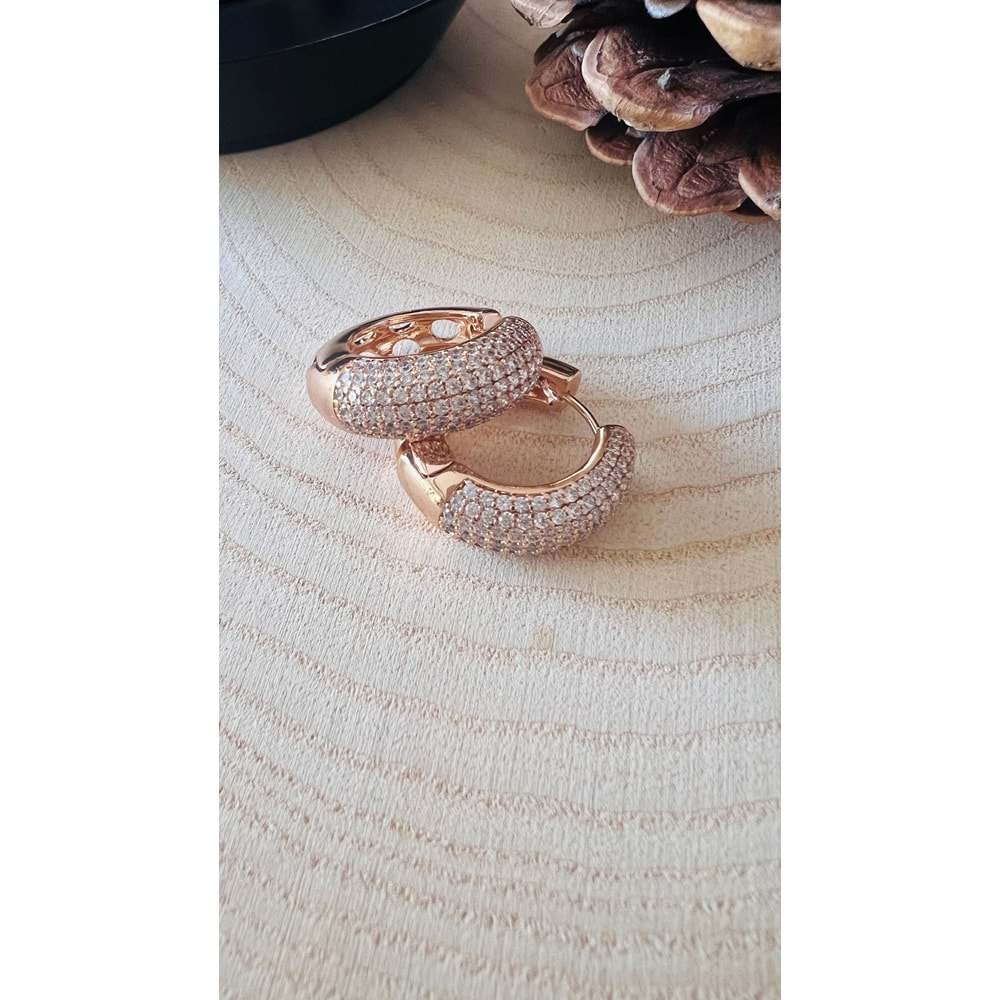 XUPING ROSE RENK YOĞUN ZİRKON TAŞLI HALKA KÜPE ACR9676