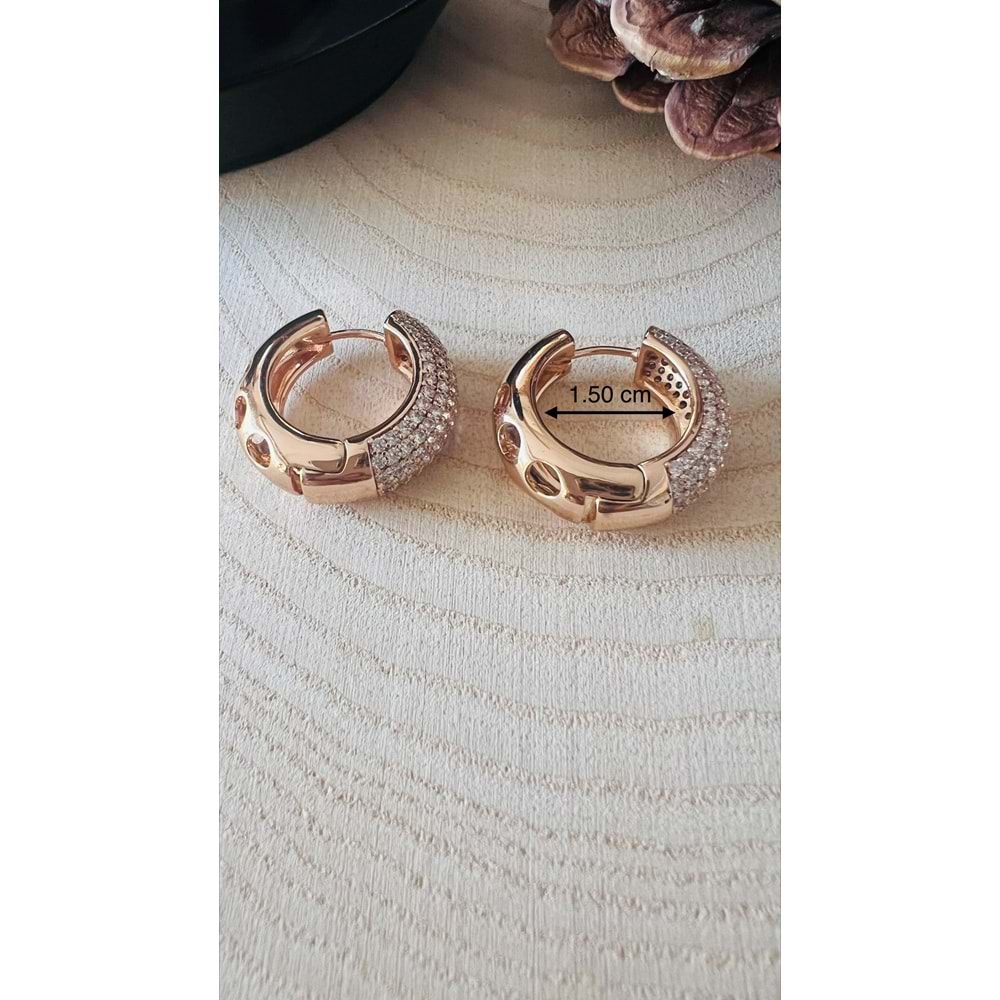 XUPING ROSE RENK YOĞUN ZİRKON TAŞLI HALKA KÜPE ACR9676