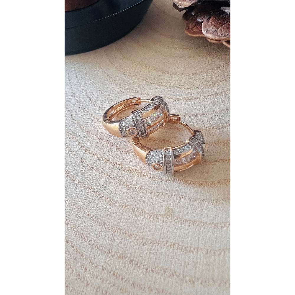 XUPING ROSE RENK ZİRKON TAŞLI HALKA KÜPE ACR9681
