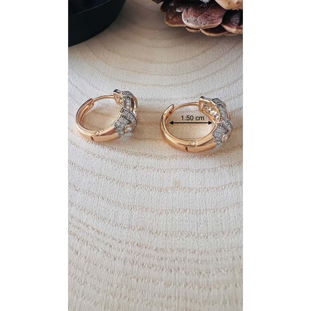 XUPING ROSE RENK ZİRKON TAŞLI HALKA KÜPE ACR9681