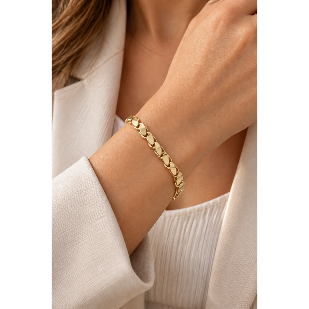 PREMİUM SERİ 14K GOLD RENK ARPA BİLEKLİK 17+3CM ACR9703