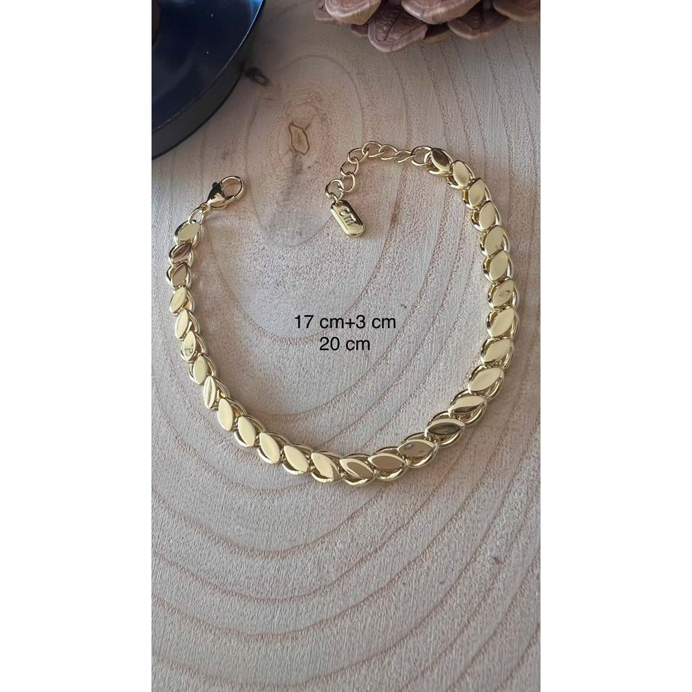 PREMİUM SERİ 14K GOLD RENK ARPA BİLEKLİK 17+3CM ACR9703