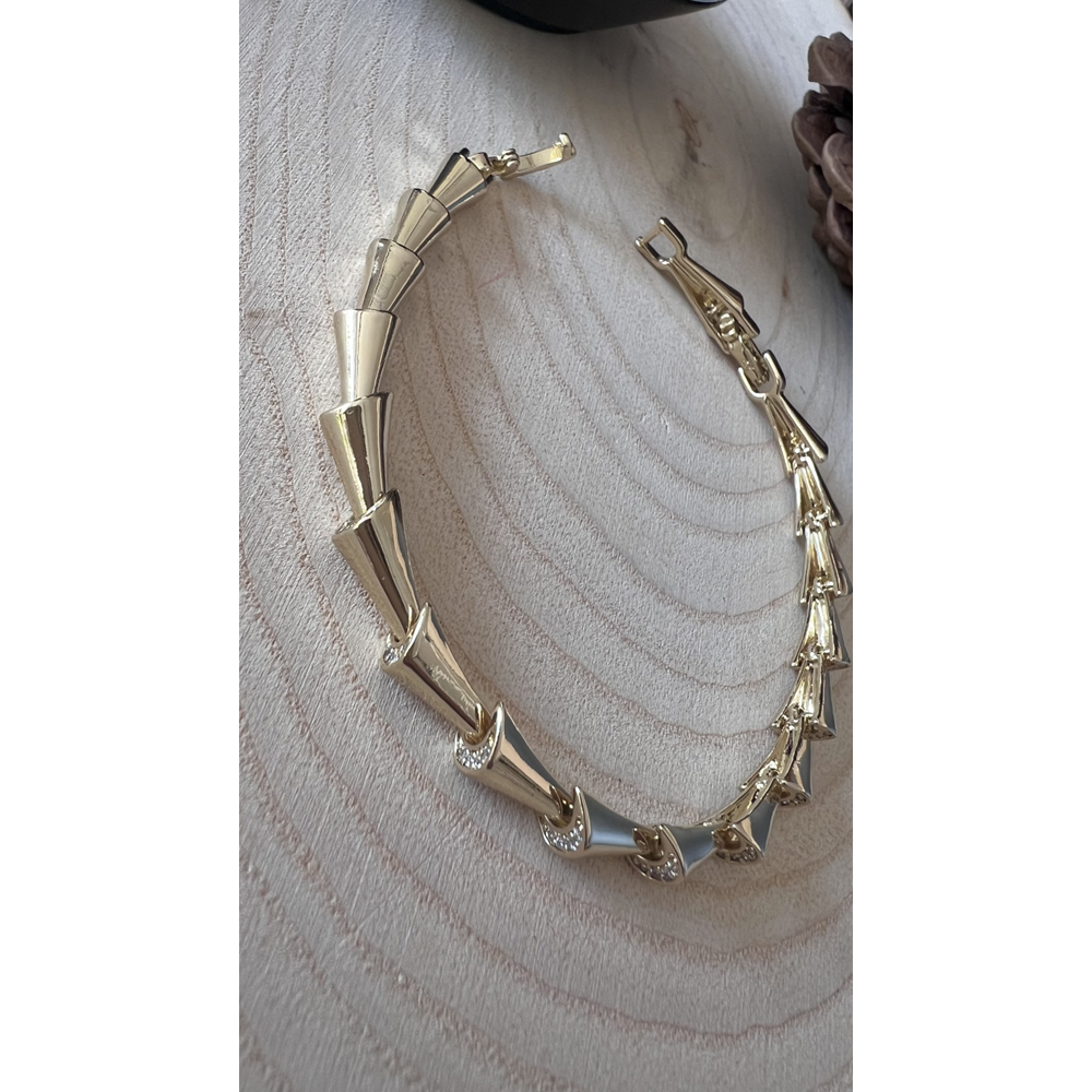 XUPING 14K GOLD RENK ZİRKON TAŞLI ÇİVİ MODEL BİLEKLİK 17+2CM ACR9704