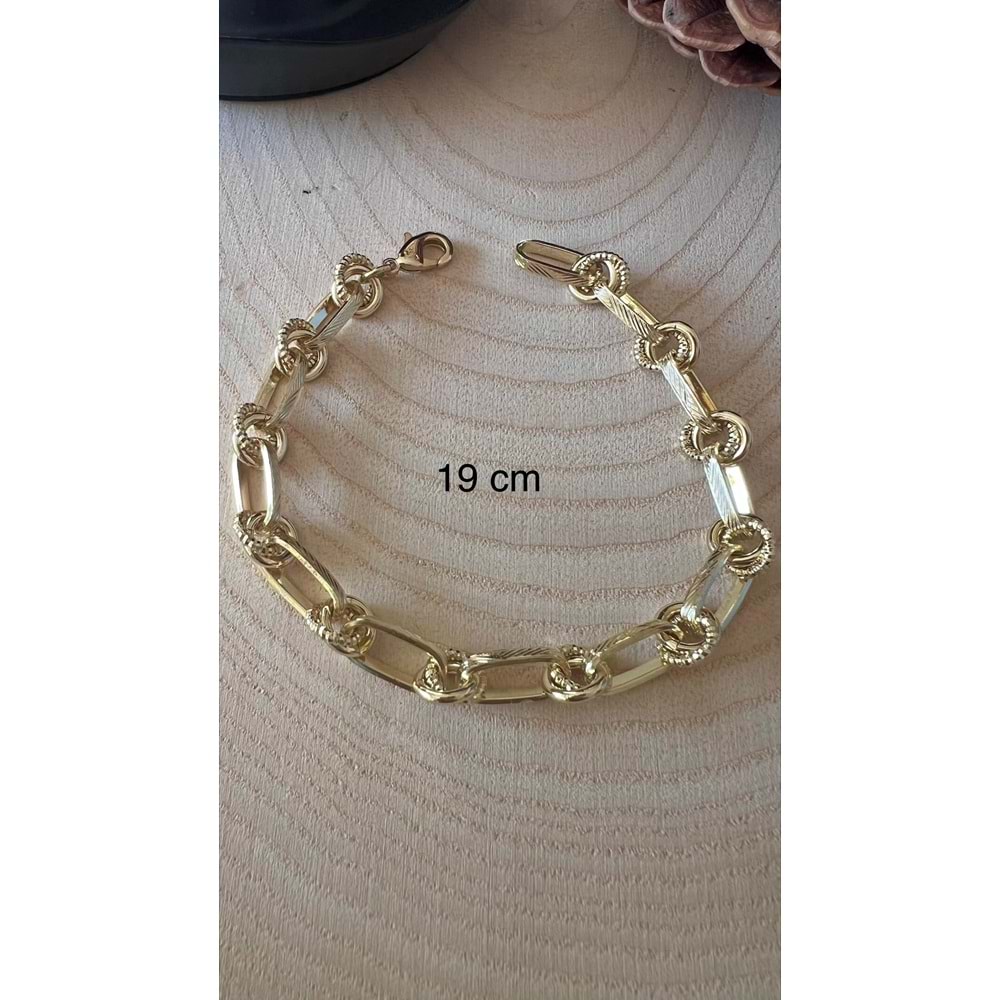XUPING 14K GOLD RENK BURGU HALKALI BİLEKLİK 19CM ACR9705