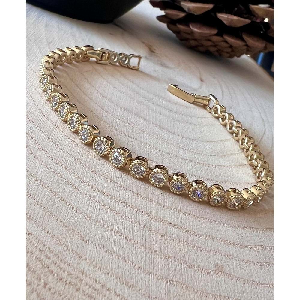 XUPING 14K GOLD RENK YUVARLAK TAŞLI SUYOLU BİLEKLİK 18+1CM ACR9707
